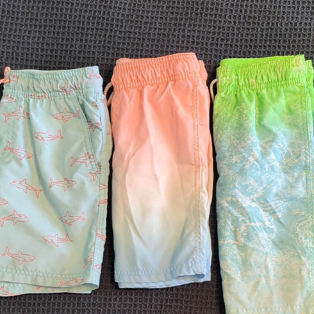 Cat & Jack Kids Swim Trunks Set - Shark Print, Ombre, and Green